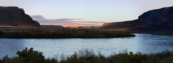 Swan Falls Idaho River planes in the Morning at Sunrise - Panorama