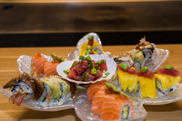 sushi arranged plate