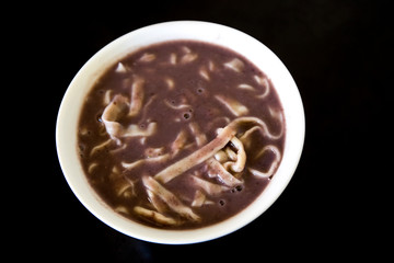 Korean food Red bean soup with noodle