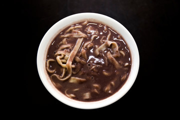 Korean food Red bean soup with noodle