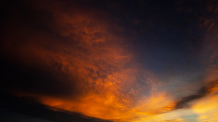 colorful dramatic sky with cloud at sunset