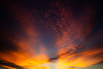 colorful dramatic sky with cloud at sunset
