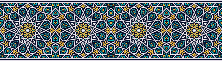 Oriental vector ornament, bardur. Majolica in architecture. Also used as a pattern or texture.