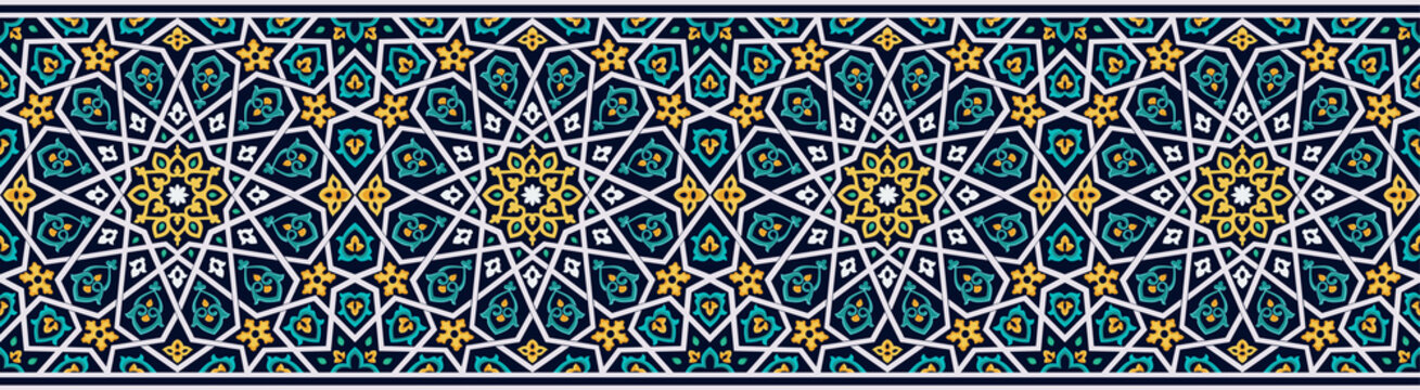 Oriental vector ornament, bardur. Majolica in architecture. Also used as a pattern or texture.