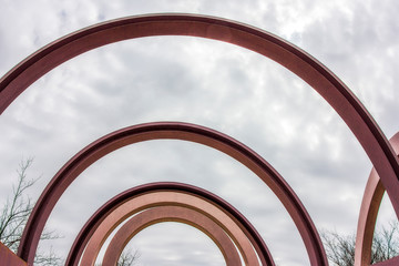 curved metal beams in the sky in Highland Park Rochester, New York