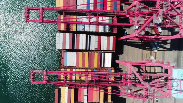 Aerial of the Port in Long Beach, California / Loading Docks 