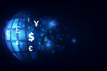 Money transfer. Global Currency. Stock Exchange. Stock vector illustration.