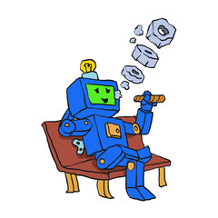 Robot smoking cigar cartoon