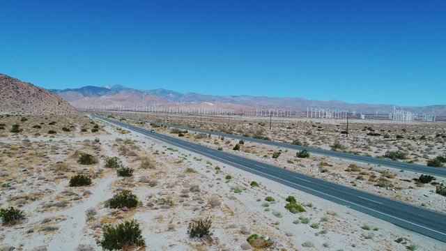 Aerial of Desert Road in Palm Springs, California 
