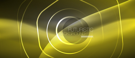 Black and glowing color lines neon design, magin techno template background