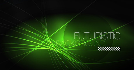 Obraz premium Digital technology abstract background - neon geometric design. Abstract glowing lines. Colorful techno background. Futuristic shape.