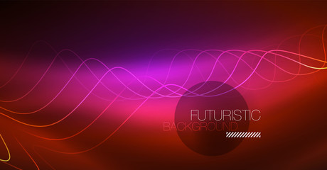 Neon lines wave background. Abstract composition