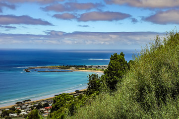 A favorite surfing spot on the Australian Pacific coast in Apollo Bay.