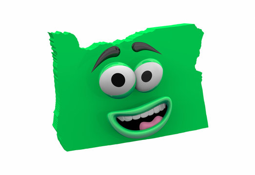 recommend clip art: Oregon State Map Eyes Mouth Funny Cartoon Face 3d Illustration