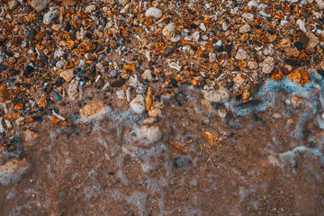 Pebbles, sand and water textures