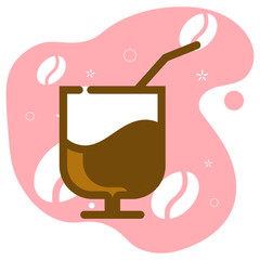 glass of coffee in mbe style, vector illustration