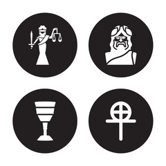 4 vector icon set : Goddess, Goblet, God, Gnosticism isolated on black background