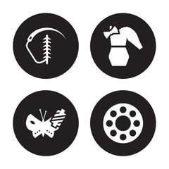4 vector icon set : suture, silk, styling, bobbin isolated on black background