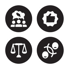 4 vector icon set : Brainstorm, Balance, Best, Attitude isolated on black background