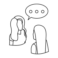 couple businesswomen with speech bubble
