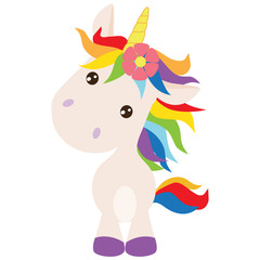 Cute unicorn vector cartoon illustration