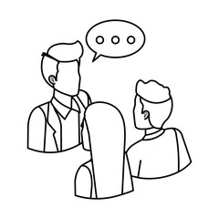 business people talking with speech bubble