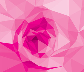 Obraz premium Pink rose wallpaper background wedding. Purple flora plant geometric banner graphic. Red low polygon backdrop. Magenta lower polygonal crystal style illustration.