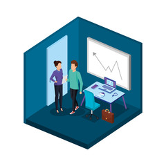 business couple in the office scene