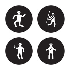 4 vector icon set : crappy human, content cool confused human isolated on black background