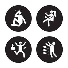 4 vector icon set : proud human, positive pretty pissed off human isolated on black background