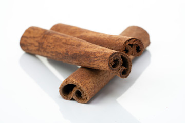 cinnamon sticks on white background