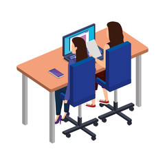 Fototapeta premium business couple in the desk with laptop