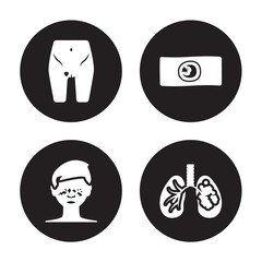 4 vector icon set : Limbtoosa, Leukemia, Lice, Leptospirosis isolated on black background