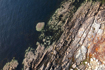 Top view of the rocky coastline in Norway