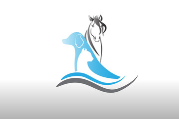 Dog cat and horse logo vector