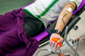 blood donation picture with soft-focus and over light in the background