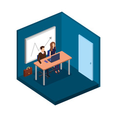 business couple in the desk with laptop