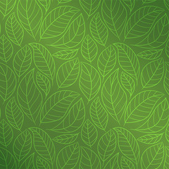 Leaf seamless pattern. Abstract floral background with leaves. Green color