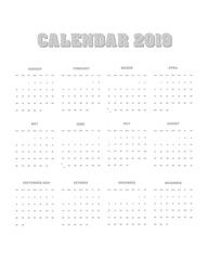 Vector calendar template design 2019 .Vector illustration
