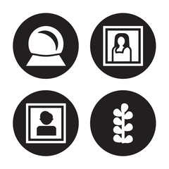 Fototapeta premium 4 vector icon set : Souvenir, Portrait, Gioconda, Botanical isolated on black background