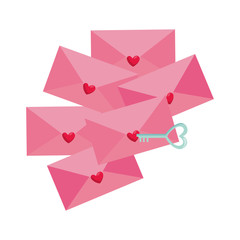 envelopes with hearts and key