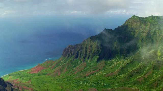 Cinematic Aerial of Napali Coast in Hawaii, Kauai Island 