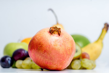 Creative layout made of fruits on a white background
