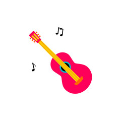 Vector illustration of classic guitar isolated on white background in flat style