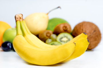Creative layout made of fruits on a white background