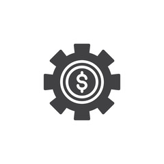 Dollar with gear vector icon. filled flat sign for mobile concept and web design. Money setting simple solid icon. Symbol, logo illustration. Pixel perfect vector graphics