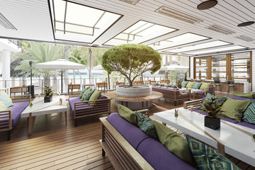 modern terrace cafe at the beach