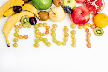 Creative layout made of fruits on a white background