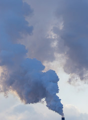 Smoke from pipes in a factory pollutes nature