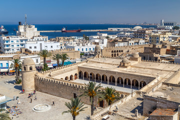 SOUSSE / TUNISIA - JUNE 2015: Big mosque in the medieval medina of Sousse, Tunisia